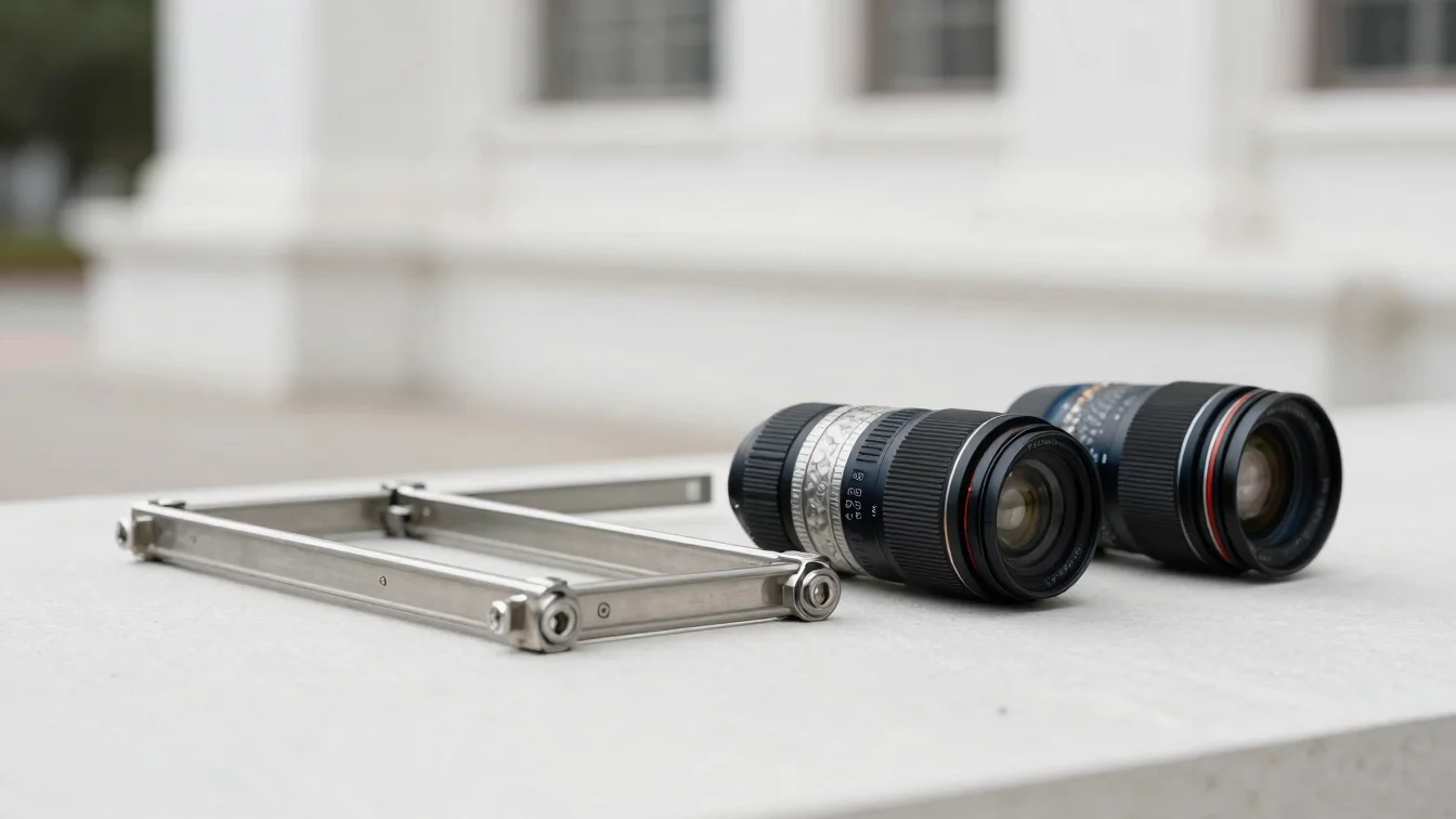 Editorial photograph of stainless steel frame components beside a