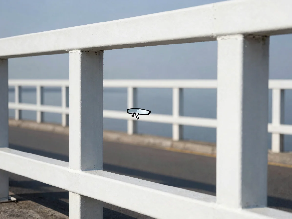 Close editorial detail of a frame bridge and nose pads in natural daylight, clean reflections, white gray black and deep