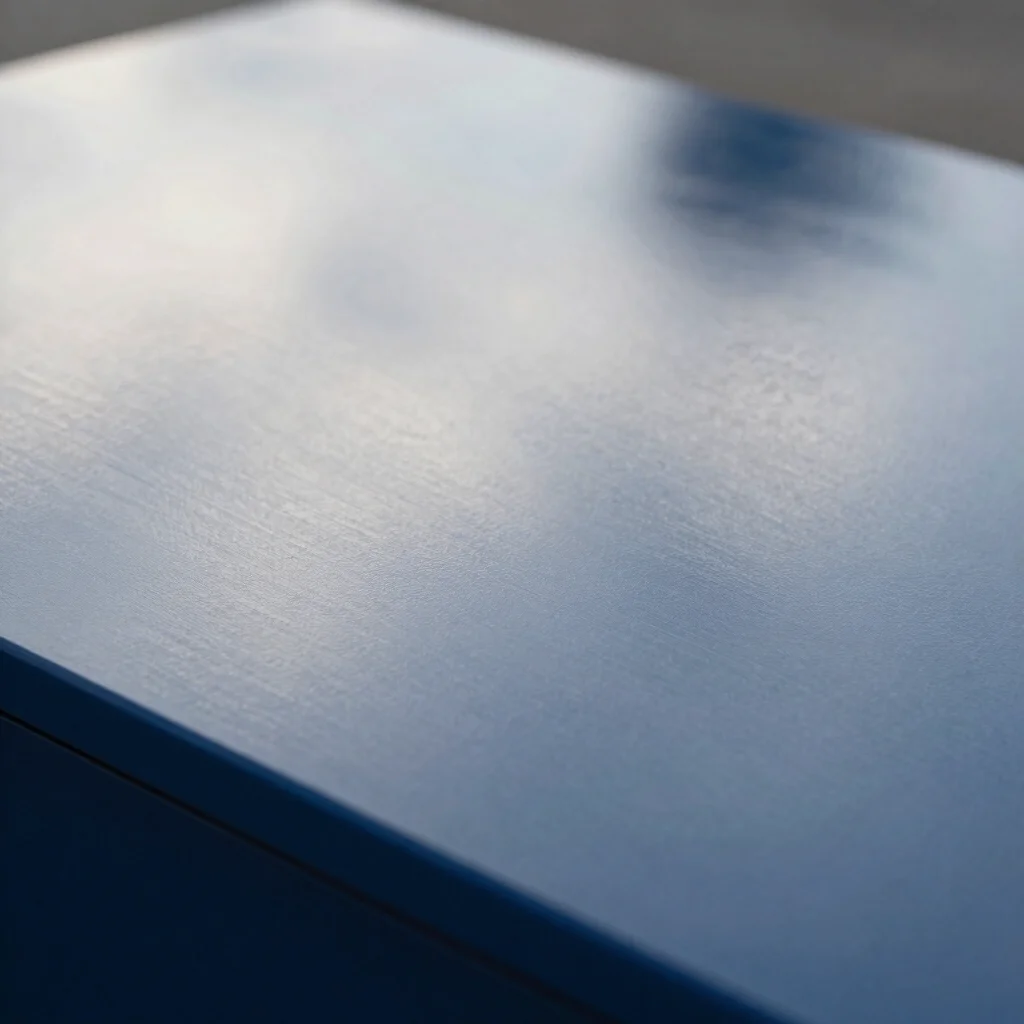 Close detail of a deep blue acetate frame material surface with c